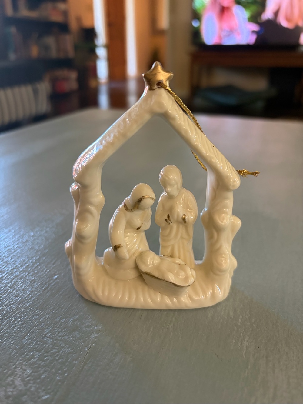 White Ceramic Nativity Ornament - Home Holiday